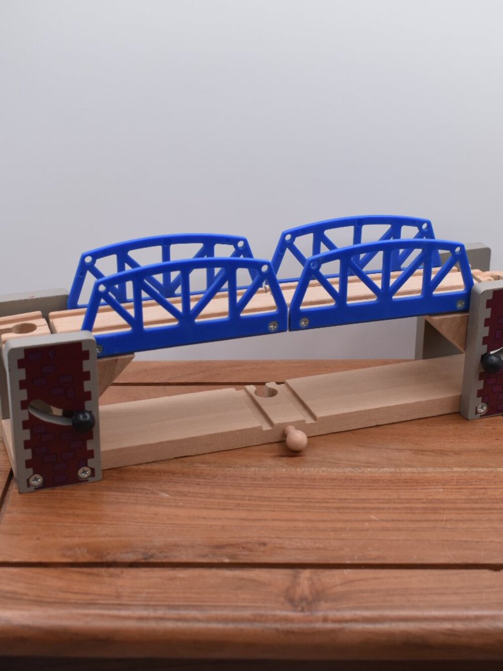 Exclusive Toys R Us Wooden Train Crash Bridge Set Over Under Suspension Bridge